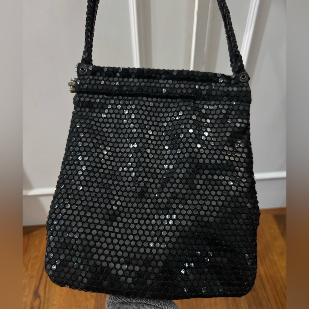 Vintage Corde-Bead Made in USA Black Beaded Evening Bag by Lumured 1950s
